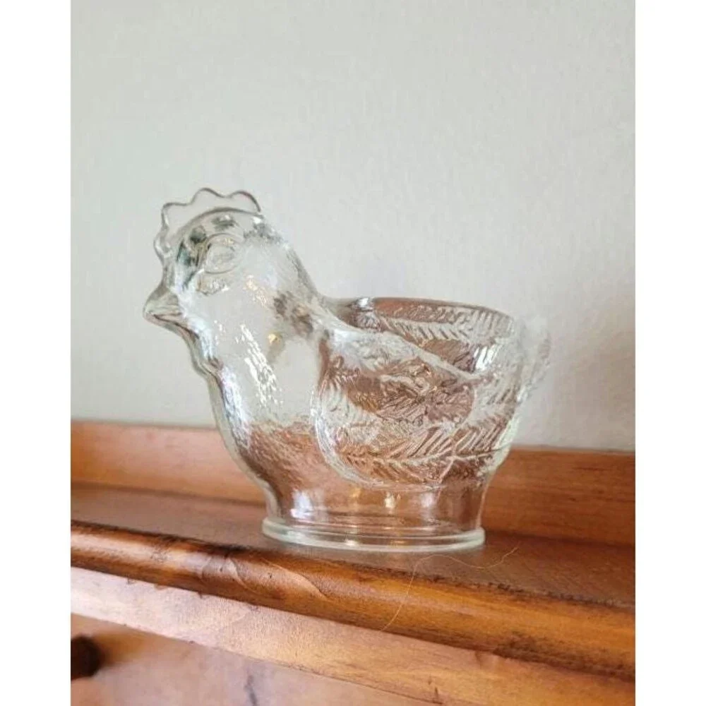 Vintage Egg Cup Clear Glass Hen on Nest WMF Germany